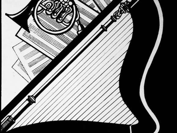 II-ое место в номинации «Графическая композиция», старшая группа. Мария Домаронок 16 лет. Композиция «Музыкальные инструменты», бум., тушь, 20х20 см., Преподаватель ДХШ №1 Сивишкина Е.Е., город Волгоград